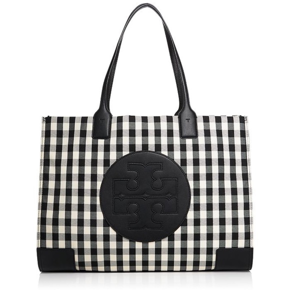 Tory Burch Black and White Checkered Tote - Picture 12 of 13